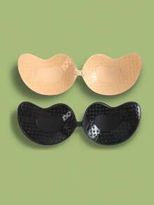 2/1对装褶皱无肩带自粘低胸文胸隐形无背粘性文胸无缝无肩带连衣裙婚纱，芒果形文胸，内衣和胸贴 - 彩色 - 查看 23