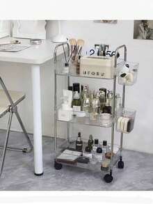 1 pieza Organizador de tocador de 2/3 niveles, caja de almacenamiento transparente para artículos varios de escritorio, soporte de exhibición, bandeja de almacenamiento para perfumes, cuidado de la piel y cosméticos - transparente - Ver 9