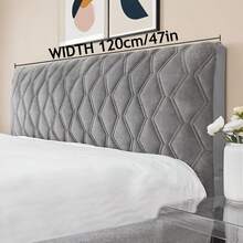 1pc Plush Headboard Cover, Ultra Soft Headboard Cover, Ultra Soft Quilted Headboard Cover, Thickened Solid Color Bed Dust Cover - Grey - View 2