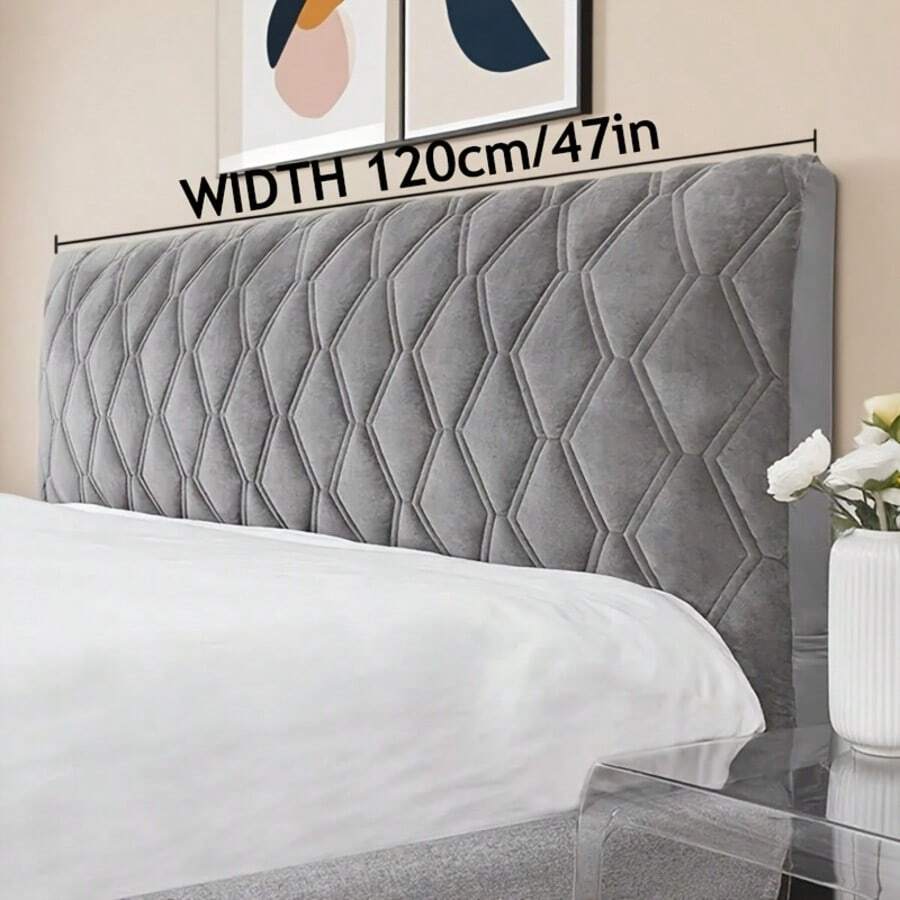 1pc Plush Headboard Cover, Ultra Soft Headboard Cover, Ultra Soft Quilted Headboard Cover, Thickened Solid Color Bed Dust Cover