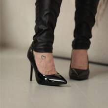 Women's Pointed Toe Pumps High Heel Vizzano Luxury Elegant Formal Shoes Women Stilleto Patent Leather - 黑色/清漆 - 查看 8