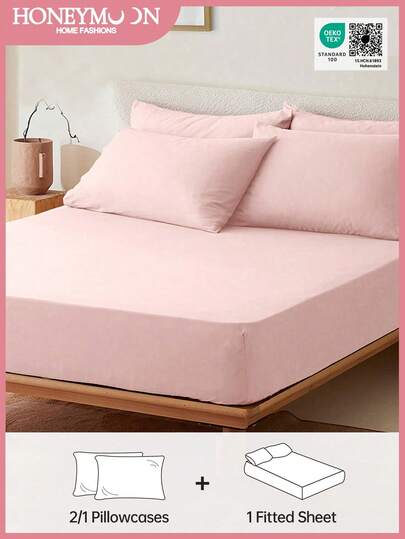 Bộ 2/3 ga trải giường màu trơn, tấm bảo vệ nệm, vỏ nệm, ga trải giường có túi sâu, mềm mại và thoáng khí, phù hợp với giường cỡ Twin, Full, Queen, King - túi sâu 35cm, có thể giặt máy, đạt chứng nhận Oeko-Tex.