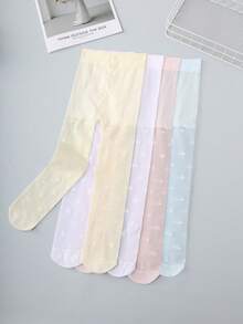 4 đôi quần tất mỏng thoáng khí cho bé gái, họa tiết ngôi sao, quần legging dễ thương và ngọt ngào, màu kem macaron, quần tất trẻ em đa năng mặc hàng ngày, mùa xuân/hè. - Nhiều màu - Xem 15