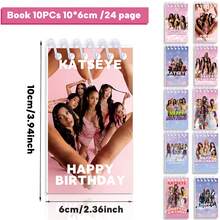 10本全新Katseye少女组合卡通办公主题笔记本，适合学生和办公人士使用，返校礼物、生日派对礼物、圣诞礼物、圣诞袜礼物、圣诞礼物【图案随机发货】 - 彩色 - 查看 6