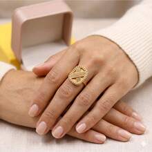 1 chiếc nhẫn đồng mạ vàng 24K dành cho nữ, trang sức phong cách châu Phi, Ả Rập, Trung Đông, quà tặng dự tiệc, đám cưới. - Vàng - Xem 3