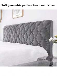 1pc Thickened Padded Milk Velvet Striped Pattern Headboard Cover, Full Wrap-Around Design, Romantic Cream Tone, Simple Solid Line Pattern, Fits Various Headboards, Soft Cloud-Like Backrest Feel, Removable And Washable, Collision Protection, Suitable For Thin Or Thick Headboards - Khaki - View 16
