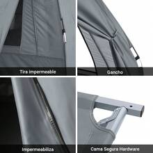 SoBuy Camping Tent, Single Tent, Light Grey, Approx. 193x160x86cm (WxHxD) With Lamp Hook And Shoe Storage Pockets, 2-In-1 Tent For 1 Person, Practical OGS32-II-HG - Grey - View 7
