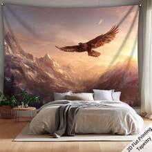 2D Flat, 1pc QD_VIVIOS Large Wall Tapestry - Wide Horizontal Eagle Mountain Forest Landscape Print, HD Suitable For, Modern Nature-Themed Hanging Covering With Hanging Clips (No Revision), 2D Flat - White - View 1