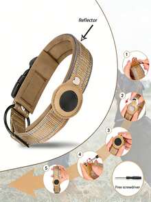 Pet Collar, Anti-Lost GPS Tracking Dog Collar, Reflective Nylon Adjustable Pet Collar With Airtag Protective Case, Screwdriver Included - Multicolor - View 6