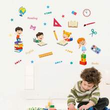 Cartoon School Supplies Wall Stickers For Classroom Decor, Children's Room Decor, Pencil, Backpack Stickers - A - View 6