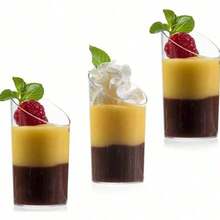 Bộ 20/10 cốc nhựa trong suốt, cốc nghiêng, cốc đựng bánh pudding trong suốt, cốc đựng thạch, cốc đựng kem, cốc đựng món tráng miệng, cốc khai vị nhỏ, thích hợp cho tiệc tùng, đám cưới, phục vụ ăn uống, đựng kem, bánh pudding và thực phẩm, đồ dùng nhà bếp, có thể tái sử dụng. - Xem 4