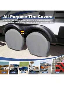 Tire Covers 4 Pack - Tough Wheel Protector For Truck, SUV, Trailer, Camper, RV Universal Fits Tire Diameters 26-28.75 Inches, Charcoal - Charcoal - View 4