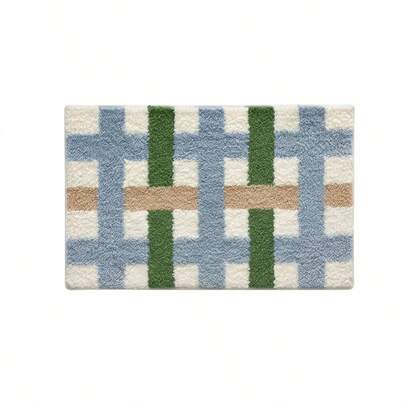 1 Tấm thảm trải sàn phòng tắm bằng len cashmere với họa tiết lưới đơn giản, mềm mại và thấm hút tốt, thảm trải sàn phòng tắm gia đình, thảm phòng tắm cashmere, thảm trải sàn nhà vệ sinh, trang trí nhà cửa, trang trí mùa thu.