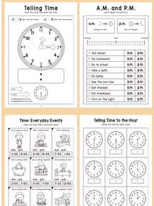 32-Page Time Recognition Cognitive Clock Model Workbook, Time Learning Training, How To Draw Step-By-Step Coloring Book, Suitable For Children, Elementary Math, Teacher Resources, Parent-Child Enlightenment, Educational Stationery, Back To School, Graduation, Party Gifts - Clock Model Book - View 6