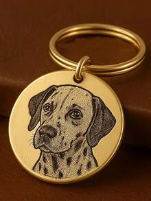 1pc Customized Pet Photo Keychain, Stainless Steel Material Can Be Engraved With Pet Portrait, Pet Loss Gift, Memorabilia For Dog Owners, Personalized Pet Memorial Gift - Multicolor - View 5