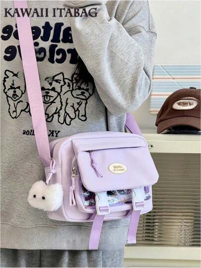 Kawaii Japanese Bag Small Clear Pocket Backpack Harajuku Aesthetic Shoulder Bag Cute Pastel Crossbody Bag DIY Bag Soft Girl Large Capacity Student School Bag Multi Functional Travel Bag Anime Cosplay Storage Bag Lolita Sweet Style Ins Fashion Daily Casual Bag Small Bag Girls Cross Body Women Purses And Handbags Portable Little Bag