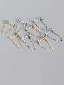 1 pieza Pendientes de borla de plata de ley S925 - Diseño multicapa, versátil para uso diario y vacaciones, regalo ideal para novia, mamá y hermana - soltero - Ver 6