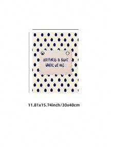 1 Stück ungerahmter "Glück ist genau hier" marineblauer Punkte Küchen Wandkunstdruck, handgeschriebenes Zitat Poster, geeignet für Heimdekoration, Schlafzimmer, Studentenwohnheim, Rückkehr zur Schule, Modeposter, Retro-Dekoration, Studentenwohnheim-Essentials, einzigartiges Geschenk und Partydekoration - Verschiedenfarbig - Übersicht 10