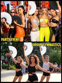 1pc 13-Inch Large Foldable Clapping Hand Fan, Suitable For Street Dance, Festivals, Parties - Multicolor - View 4