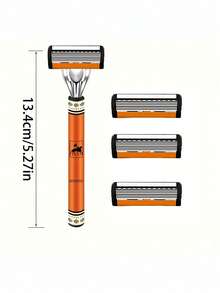 Dao cạo râu nam cao cấp 6 lớp, vật dụng thiết yếu khi đi du lịch, tay cầm công thái học chống trượt, lưỡi dao thép không gỉ bền bỉ, cạo mượt mà, cạo sát, không gây kích ứng, cạo chính xác, dụng cụ tỉa râu thiết yếu, dễ dàng vệ sinh. - 2 tay cầm + 36 lưỡi dao - Xem 4