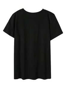 Camiseta con gráfico de lema, Edición limitada de blusas gráficas para mujeres - Negro - Ver 2
