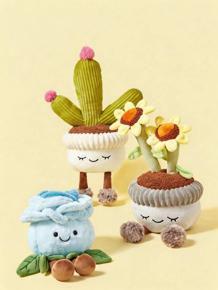 POKOJA LAND Búp bê cây cảnh nhồi bông mới dễ thương, xương rồng, hoa hướng dương, hoa loa kèn, đồ trang trí bàn làm việc phòng ngủ tại nhà, quà tặng sinh nhật - Nhiều màu - Xem 1