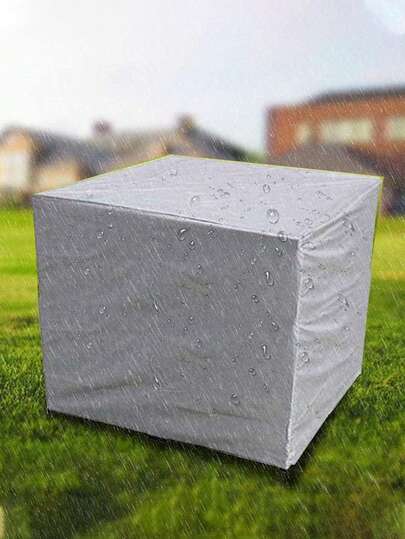 1件银色210D牛津布花园桌椅防尘罩，防紫外线且防水，是庭院爱好者和户外家具用户的理想之选，可用作花园露台保护罩。