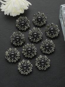 8 pezzi Bottoni in metallo con fiori decorativi in strass e perle finte, bottoni di lusso decorativi per cappotti, blazer e abiti da donna, accessori di abbigliamento fai-da-te, misure 15/18/20/23 mm - Multicolore - Visualizzare 8