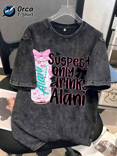 2026 Vintage Distressed "Suspect Only Drink Alani" Pink Boot Print T-Shirt, American Brand Casual Distressed Round-Neck Washed Cotton Personalized Short-Sleeve Top, Suitable For Holidays, , Casual Wear, Sports, Gifts, Etc. , White Tops, Valentine's Day Fit, Mardi Gras, Summer Tops, For Women, Valentine Fits For Women, Women Tops, Fairycore, , Elegant Women's FitsLoose And Comfortable, Tops, Summer Tops, Summer Outfits For Womer, Summer , Summer Clothes, Shirts, Vacation Outfits Women, Tops For Women, Spring Outfits For Women, Blusas Bonitas De Mujer, , Top, Western Outfits For Womer, Cute Tops, White Tops, Going Out Tops Women, Shirts For Woman, Y2k, Crop Top, White Tor, Casual Streetwear, Summer Oversized Tee, Loose Fit T Shirt, Vintage Graphic Tee, Retro Street Style, Soft Cotton Top, Breathable Summer Tee, Drop Shoulder Tee,  Casual Top, Daily Wear T Shirt, Boyfriend Style Tee, Grunge Vintage Tee, Y2K Streetwear Top, Casual Loose Top, Oversized Graphic Tee, Summer Cas