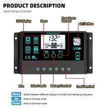 Hệ thống năng lượng mặt trời hoàn chỉnh 2500W kèm bộ điều khiển, tấm pin năng lượng mặt trời USB, bộ điều khiển 100A, biến tần 12V/24V, thích hợp cho gia đình, xe RV, cắm trại, chống thấm nước. - SEP-SP18 - Xem 5