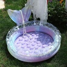 Piscina inflable redonda para bebés, piscina inflable portátil de sirena para niños pequeños, piscina inflable para interiores y exteriores para niños pequeños, adecuada para bebés/niñas/niños - Morado Violeta - Ver 4