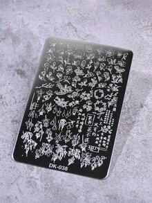 1pc Lace Flower Pattern Nail Art Stamping Plate, Stainless Steel Nail Stamping Template Tool - Silver - View 4