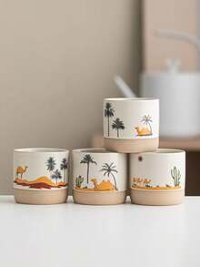 1个中东风情陶瓷马克杯，沙特阿拉伯咖啡杯，沙漠骆驼、棕榈树和仙人掌主题水杯，哑光双色设计，优质陶瓷材质，隔热防烫，4种不同的沙漠景观图案，生动再现中东荒野氛围，适用于咖啡、茶、水和其他饮料，为厨房和办公室增添异域风情，是日常使用和送礼的绝佳选择。 - 彩色 - 查看 1