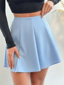 Women's Pleated Skirt - Baby Blue - View 6