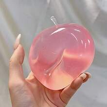 1个粉色水晶大苹果慢回弹减压玩具，超薄柔软皮革高延展性奶油挤压球玩具，超级柔软可爱玩具，柔软蓬松 - 彩色 - 查看 3