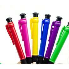 28cm Large Size Bright Green Retractable 0.7mm Black Ink Creative Plastic Ballpoint Pen, Student & Office Supplies - Multi-color - View 5