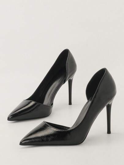 欧美时尚尖头性感细高跟超高跟低鞋面侧镂空高跟鞋，优雅女士高跟鞋，优雅女鞋，包头高跟鞋，套脚高跟鞋