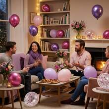 29PCS Purple Pink Party Balloon Set Round Helium Balloon Birthday Decoration, Romantic Luxury, Retirement Party Wedding Birthday Graduation Celebration Home Decoration Birthday And Themed Party Supplies - Purple Pink - 查看 6
