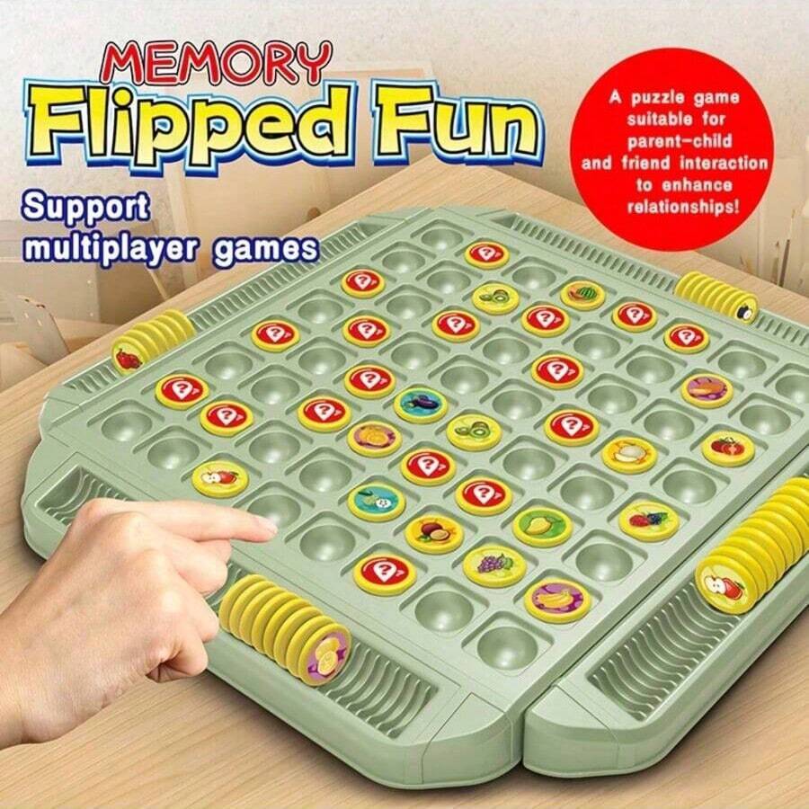 Juego de mesa de memoria con frutas, ajedrez divertido de volteo multijugador, juguete educativo de entrenamiento cerebral para niños, juego interactivo de mesa para noche familiar padres e hijos, juego de aprendizaje de concentración para viajes y fiestas