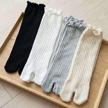 4 đôi tất hai ngón dễ thương mùa xuân/hè, tất hai ngón dài đến bắp chân kiểu guốc gỗ Nhật Bản có viền ren dành cho nữ. - Nhiều màu - Xem 7