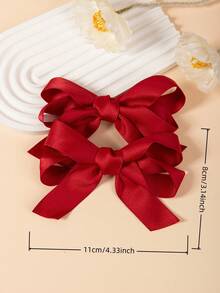 1/2pcs Fresh & Sweet Double-Layer Ribbon Bow Hair Clips, Ponytail Friendly Princess Hair Accessories Suitable For Party & Daily Wear - Multicolor - View 3
