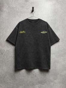 Unisex Retro Street Y2K Graphic Loose T-Shirt, Skateboard Sports Music Festival Washed Tee - Black - View 3