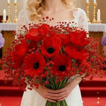 35 bông hoa giả, bao gồm 25 bông hoa baby's breath đỏ và 10 bông hoa cẩm chướng đỏ, thích hợp để trang trí nhà cửa dịp Giáng sinh, làm bó hoa cưới, trang trí lễ hội, có thể dùng để làm vòng hoa Giáng sinh, trang trí bình hoa, trang trí cây thông Noel. Được làm từ chất liệu nhựa, không cần bảo dưỡng, dễ sử dụng. - Đỏ - Xem 4