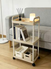 3-Tier Multifunctional Rolling Cart - Mobile Storage Organizer For Kitchen, Bedroom And Office (Black/White) - Multicolor - View 7