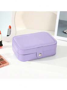 1个旅行首饰收纳盒，多功能防水首饰盒，大容量首饰整理盒，便携式首饰盒，可收纳耳环、戒指、项链、手镯、化妆品，万圣节礼物、圣诞节礼物、生日礼物、女士礼物、旅行必备品、伴娘礼物、返校礼物、卧室装饰 - 淺藍色 - 查看 11