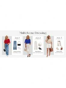 Funlingo Women's Summer Tops Short Sleeve Casual Shirts V Neck Chiffon Dressy Blouse Tops Designed In A Dressy Casual Style And Tailored To Look Good On All Body Types - 藏蓝色 - 查看 10