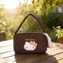 Miniso 三丽鸥 Hello Kitty 豹纹系列包包，保龄球包/饺子包/腋下包 3 种款式可选，经典卡通印花，大容量多功能设计，通勤、上学、旅行、汽车休闲百搭手提包/斜挎包（1 件装） - 彩色 - 查看 5