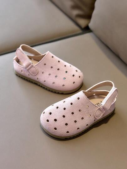 1 par de sandalias planas de diseño minimalista de moda para niñas, suela suave antideslizante, zapatos de playa para bebés, zapatillas de estilo coreano para niñas, adecuadas para el verano