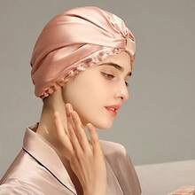 100% Mulberry Silk Sleep Cap For Women - Anti-Frizz Hair Protection Night Cap, Breathable & Hypoallergenic Sleeping Bonnet For Maternity, Bed Head & Hair Care - Hồng - Xem 11
