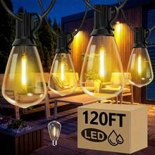 ST38 LED Outdoor String Lights 50/100FT, IP44 Waterproof, Patio Lights With 13/25 Edison Vintage Bulbs,1W/Bulb,Outside Hanging Lights Waterproof For Porch, Deck, Garden, Backyard, Balcony, 2700K Dimmable. - 美規A型插(110-127V) - 查看 12